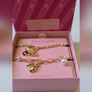 Juicy Couture Set Of 2 Gold-Tone Bee & Ladybug Bracelets NIB